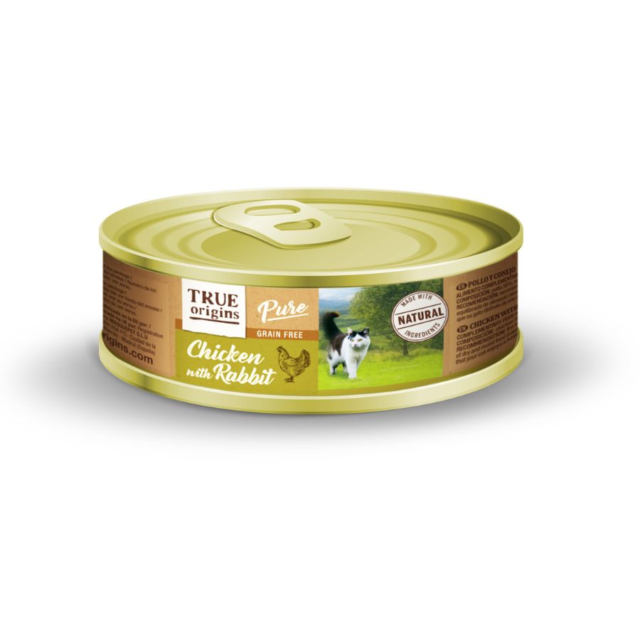 True Origins Pure Cat adulto pollo conejo alimento húmedo para gatos 85 GR, , large image number null